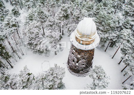 Old observatory tower in the Glen park. Tallinn, Estonia. 119207622