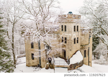 Old castle in the winter Glen park. Tallinn, Estonia. Old castle in the winter Glen park. Tallinn, Estonia. 119207623