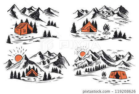 mountain, vector, winter 119208626