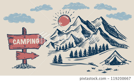 mountain, landscape, vector 119208667