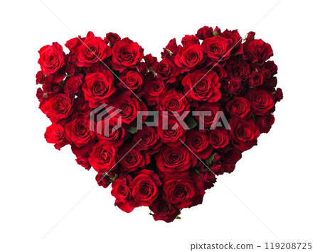 Beautiful heart-shaped arrangement of red roses perfect for expressing love and affection 119208725