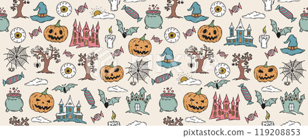 halloween, set, vector 119208853