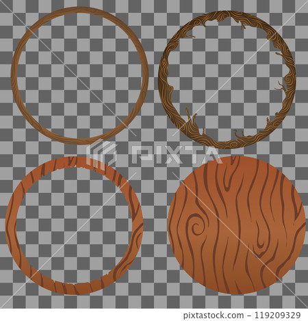 a set of round wooden frames for avatars and social media inserts. Vector illustration frames for your text photo or other data including the component wood products or something related to the forest 119209329