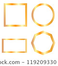 round square and polygonal photo or text frames are made in a golden color gradient. Vector illustration 119209330