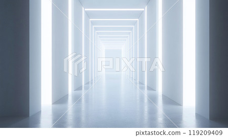 Shining white futuristic corridor 119209409