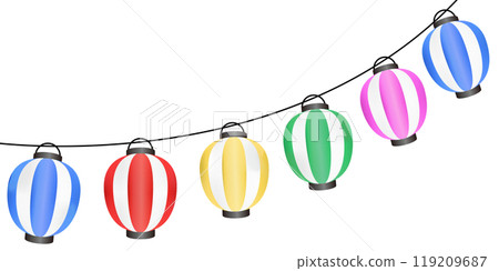 Colorful summer festival lanterns illustration frame 119209687