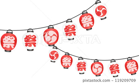 夏季節日燈籠插畫框架 119209709