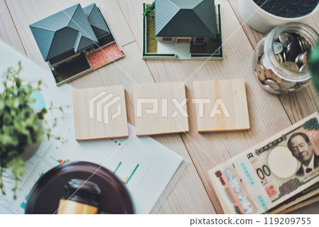 3 個字母空白木塊和試用圖像 119209755