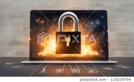 Padlock image to block hacker attacks 119209794
