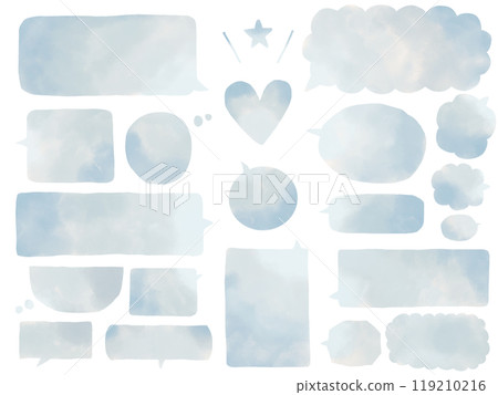 Speech bubbles: A set of pale blue hand-drawn speech bubbles 119210216