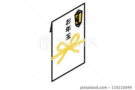 New Year's gift envelope with noshi and mizuhiki, isometric line icon 119210849