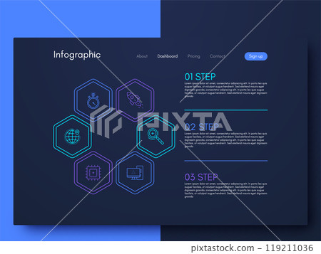 Modern infographic vector elements for business brochures. Use in website, corporate brochure, advertising and marketing. Pie charts, line graphs Modern infographic vector elements for business brochures. Use in website, corporate brochure, advertising and marketing. Pie charts, line graphs 119211036