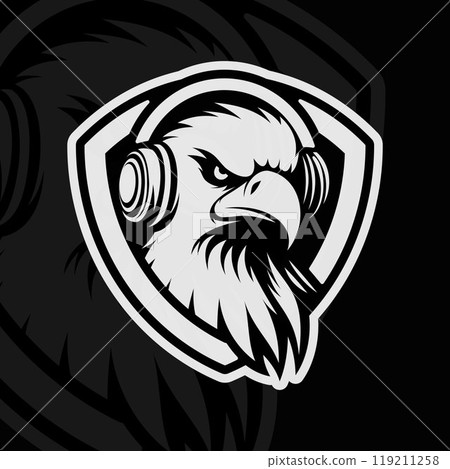 Eagle mascot esport illustration v1, black white 119211258