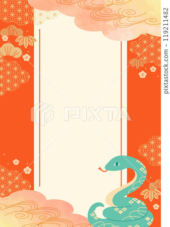 Japanese style frame New Year title background Year of the snake 119211482
