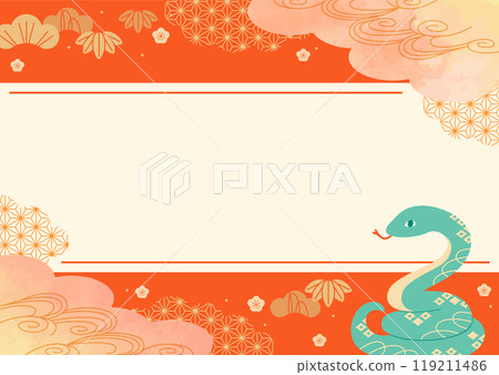 Japanese style frame New Year title background Year of the snake 119211486