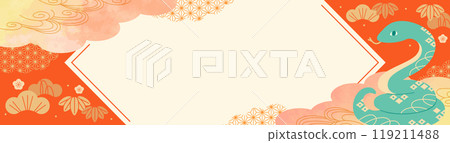 Japanese style frame New Year title background Year of the snake Japanese style frame New Year title background Year of the snake 119211488