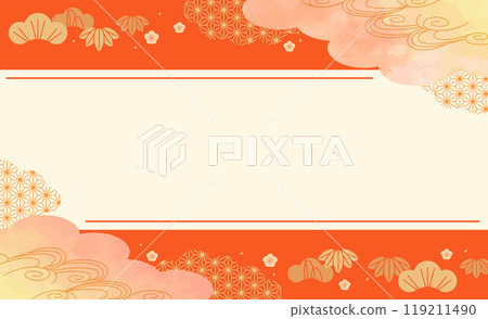 Japanese style frame New Year title background 119211490