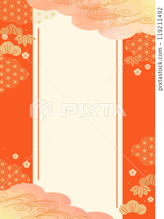 Japanese style frame New Year title background 119211492