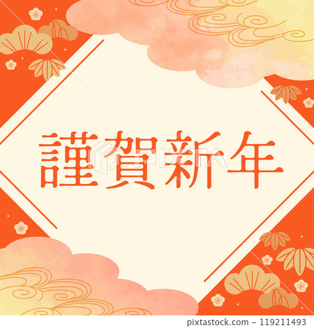 新年快樂日式新年標題背景 119211493