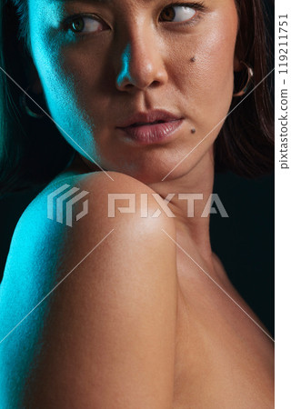 Body care, wellness and young woman with a natural, health and moisturizing treatment. Beauty, self care and Asian female model with a soft glowing skin and glamour, beautiful and luxury face makeup. Body care, wellness and young woman with a natural, health and moisturizing treatment. Beauty, self care and Asian female model with a soft glowing skin and glamour, beautiful and luxury face makeup. 119211751