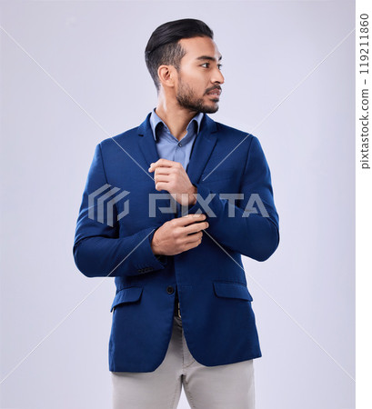 Fashion, business and man in studio with style, suit and confident, mindset and attitude on grey background space. Fashionable, stylish and asian male entrepreneur with formal, clothes or aesthetic Fashion, business and man in studio with style, suit and confident, mindset and attitude on grey background space. Fashionable, stylish and asian male entrepreneur with formal, clothes or aesthetic 119211860