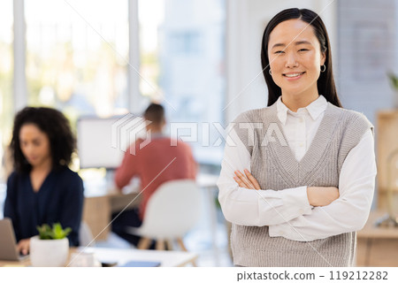 Business woman, face and portrait with success and mockup space, vision and professional mindset with career goals. Happy employee, leader and corporate lawyer at law firm in Japan, Asian and growth Business woman, face and portrait with success and mockup space, vision and professional mindset with career goals. Happy employee, leader and corporate lawyer at law firm in Japan, Asian and growth 119212282