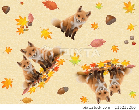 Fox seamless pattern (washi paper) B-2 Fox seamless pattern (washi paper) B-2 119212296