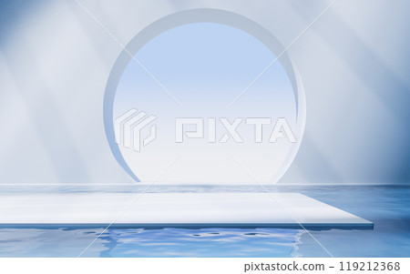 Bright room with water inside, 3d rendering. Bright room with water inside, 3d rendering. 119212368