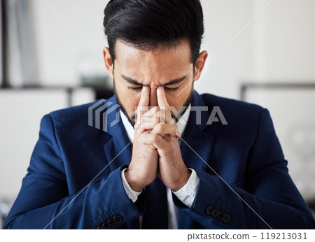 Corporate, headache and business man with anxiety, debt and frustrated for stock market crash. Face of sad trader, salesman and migraine of stress, bankruptcy or burnout of financial crisis in office Corporate, headache and business man with anxiety, debt and frustrated for stock market crash. Face of sad trader, salesman and migraine of stress, bankruptcy or burnout of financial crisis in office 119213031