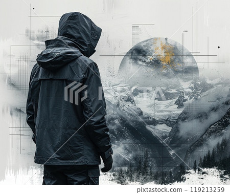 A collage of artistic black and white photos with minimalist templates. A collage of artistic black and white photos with minimalist templates. 119213259