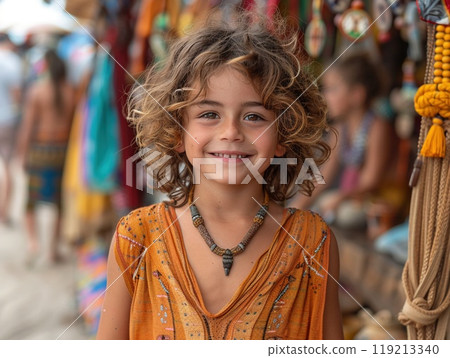 A family visiting a cultural festival vibrant and engaging A family visiting a cultural festival vibrant and engaging 119213340