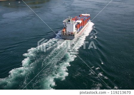 Container ship passing Kurushima Strait Bridge 119213670