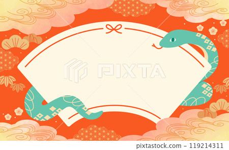蛇年日式標題框新年背景素材 蛇年日式標題框新年背景素材 119214311