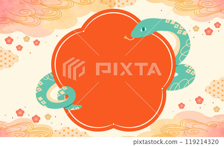Japanese-style title frame for the year of the snake New Year background material 119214320