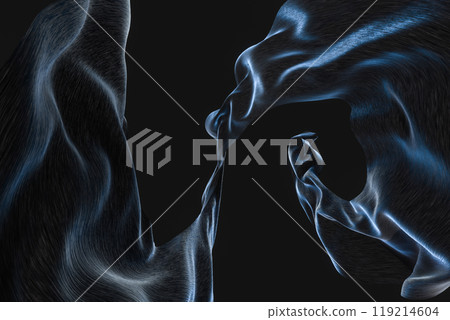 Flowing silk with black background,3d rendering. Flowing silk with black background,3d rendering. 119214604