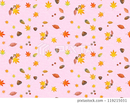 Seamless pattern of chestnuts and maples (washi paper) C-2' 119215031