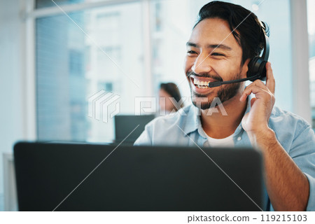 Business man, happy call center and computer for communication, technical support and online advice. Professional Asian agent, consultant or advisor on laptop for information technology or funny chat Business man, happy call center and computer for communication, technical support and online advice. Professional Asian agent, consultant or advisor on laptop for information technology or funny chat 119215103