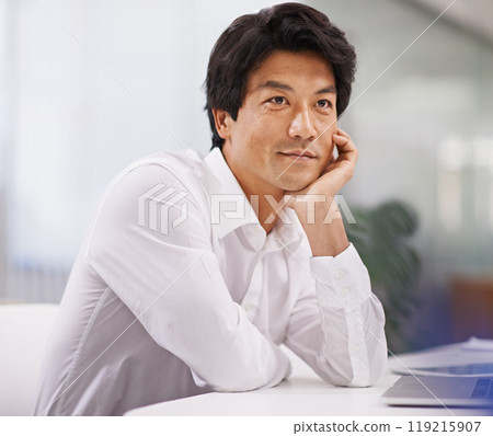 Thinking, brainstorming and business Asian man in office for problem solving, ideas and solution. Professional, corporate worker and person wondering, thoughtful and planning for career, job and work Thinking, brainstorming and business Asian man in office for problem solving, ideas and solution. Professional, corporate worker and person wondering, thoughtful and planning for career, job and work 119215907