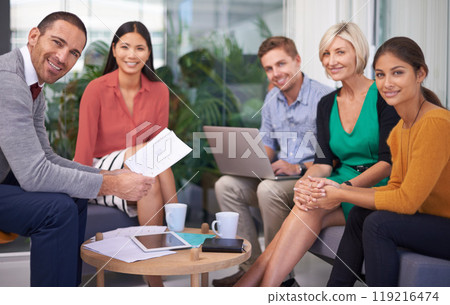 Creative business, portrait and team with documents in meeting for collaboration, planning or finance at office. Group of happy employees with smile or paperwork for financial startup at workplace Creative business, portrait and team with documents in meeting for collaboration, planning or finance at office. Group of happy employees with smile or paperwork for financial startup at workplace 119216474