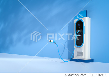 Ev charging station or electric vehicle recharging station with connector out 119216916