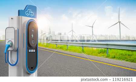 EV charging station or electric vehicle recharging station for environment friendly 119216921