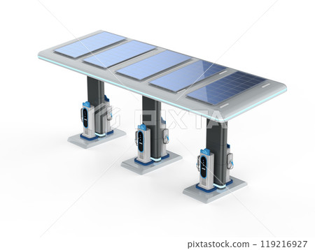 Group of ev charging stations or electric vehicle recharging stations Group of ev charging stations or electric vehicle recharging stations 119216927