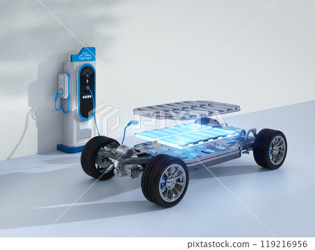Ev car or electric vehicle plug in at recharging station Ev car or electric vehicle plug in at recharging station 119216956