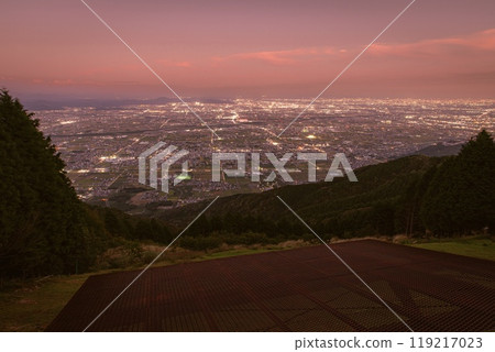 [Top 100 Night Views] Evening view of the Nobi Plain from Ikeda no Mori Park in Ikeda Town, Ibi District 119217023