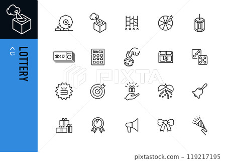 Lottery simple line icon set 119217195
