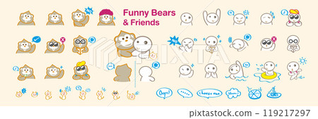 Collection of Funny Bears & Friends set of funny cartoon characters children 119217297