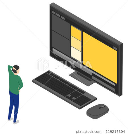 等距男人在編輯影片時遇到困難 119217804