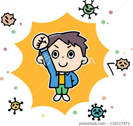 Boy fighting off the virus 119217973