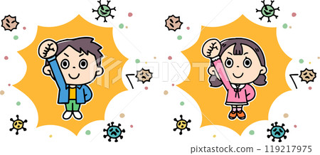 Boys and girls fighting off viruses 119217975