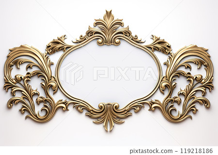 Golden ornamental frame in royal or empire style. Retro golden frame with vintage ornament. Generative AI. 119218186